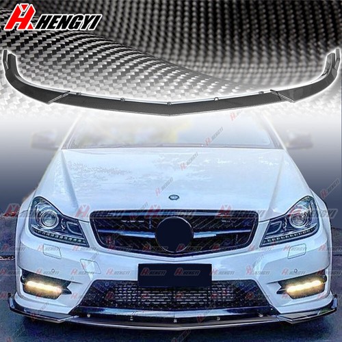 Front Lip Splitter Carbon Fiber Look Fits Mercedes W204 C300 2011-2014 Sport - Picture 1 of 8