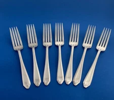 National Silver Company AA 7 1/2” Dinner Forks Flatware Set of 7 Vintage