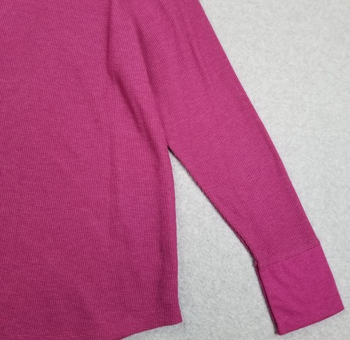 Top Terra & Sky para mujer 3X Plus rosa manga larga cuello redondo tejido gofre elástico - Imagen 3 de 10