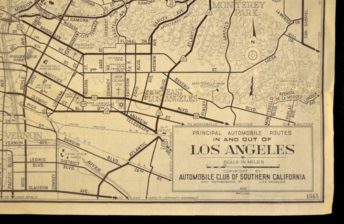 1940s Central LOS ANGELES Road Map Southern California Automobile Club Hollywood - Picture 8 of 12