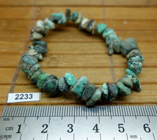 Bracelet baroque vraie TURQUOISE d'Afrique du Sud pierre naturelle AB chips - Picture 1 of 3