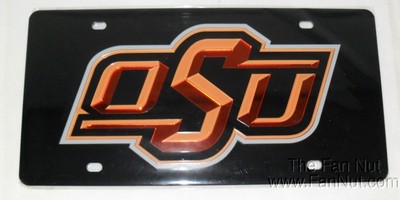 NCAA Oklahoma State Cowboys Laser Inlaid Metal License Plate Tag