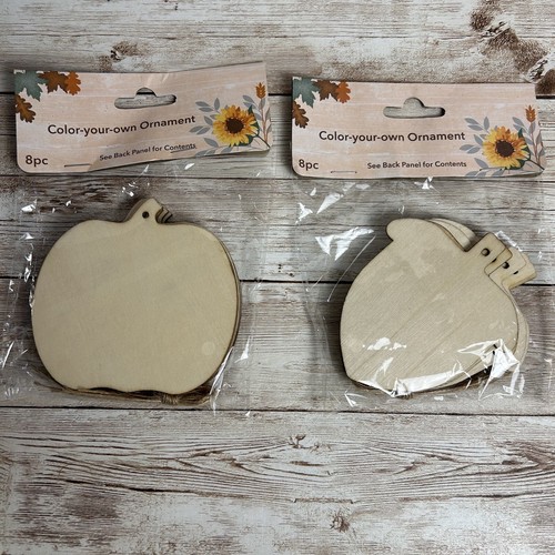 Autumn Fall Wood Cutouts Pumpkins Acorns 8 Count Each NIP