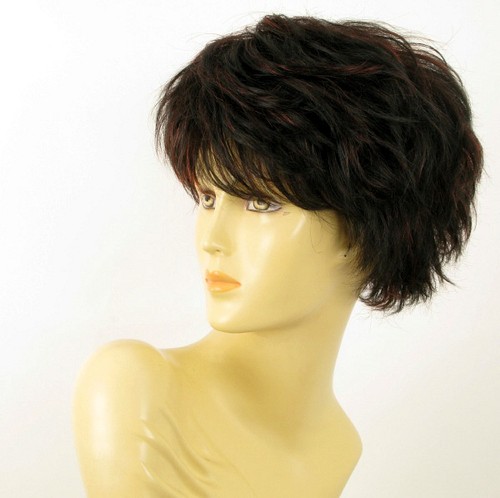 wig for women 100% natural hair black and red wick ref NOELLE 1b410 PERUK - Foto 2 di 8