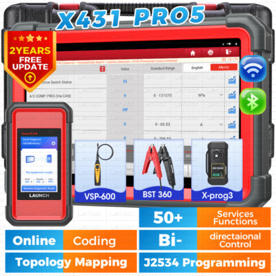 2024 LAUNCH X431 PRO 5 PAD V+ Car Diagnostic Scanner Tool Programming K Coding