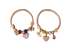 Charm Stretch Love Heart Metal Bracelet Lot of 2 New without Tags Women Girls