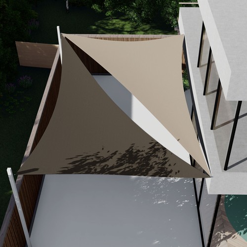 30-48Ft Sun Shade Sail w/Steel Wire Triangle Sand Canopy Pool Shelter Cover - Picture 7 of 8