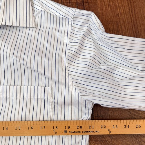Donald Trump Signature Collection Long Sleeve Shirt Size 16 34/35 White Striped - Picture 7 of 9