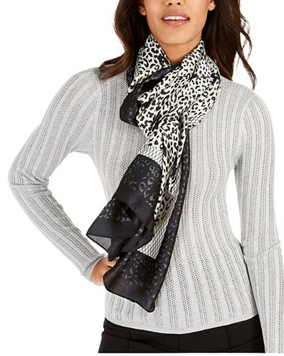 DKNY Cheetah and Logo Print Scarf - Picture 1 of 3