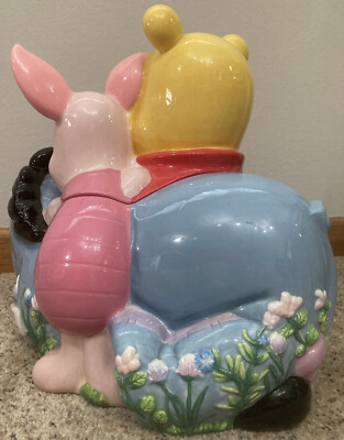 DISNEY Winnie The Pooh Eeyore & Piglet HERB GARDEN Ceramic Cookie Jar