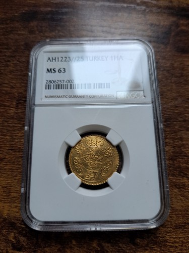 TURKEY: Mahmud II, 1808-1839, gold hayriye altin, TOP 1, AH1223 NGC MS63 - Picture 4 of 13