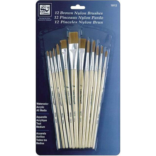 White Taklon Loew Cornell 1809 12-Piece Brush Set