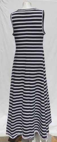 $128 J CREW US M L Navy Breton Striped Cotton A line High Low Maxi Dress ICON - Picture 6 of 6
