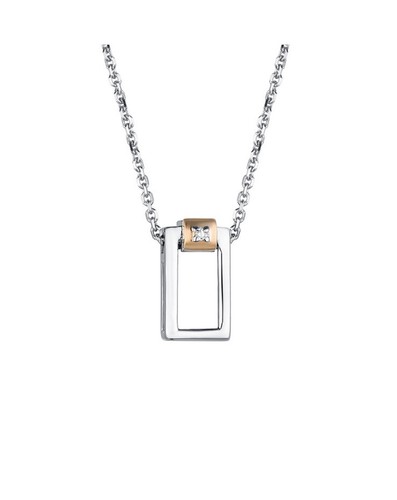Plata Genuina 925 Colgante Scharm con Collar 45cm con Diamante & Oro Rojo 585 - Imagen 2 de 3