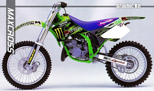 KAWASAKI KX125 KX250 1994 - 1998 MAXCROSS GRAPHICS KIT DECAL FULL Sticker MONS1 - Foto 1 di 4