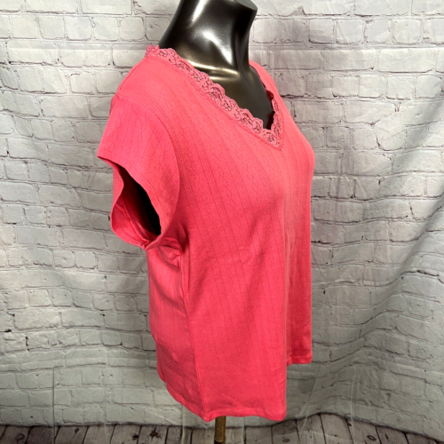 Tommy Hilfiger Nachtwäsche Größe XL Pink Spitze Kurzärmlig Pyjama Top Nwt - Bild 2 von 6
