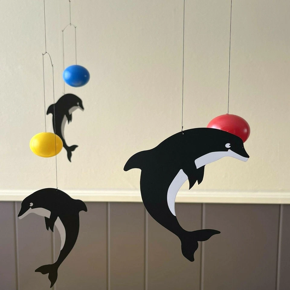 Handmade Three Dolphins Hanging Baby Mobile Hanging Gift Kids Room Home Décor - Image 3 of 4