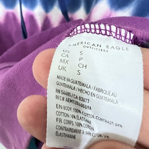 American Eagle Young Money Mens Hoodie Size S Tye Dyed Crop Shoulder Fit - Picture 4 of 10