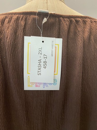 Nuevo con etiquetas Top LuLaRoe Stasha para mujer talla PLUS 2XL (20-22) MARRÓN manga corta con volantes - Imagen 4 de 12