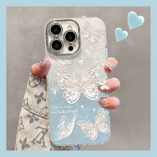 Butterfly Shell Phone Case For Apple iPhone 16 15 Pro Max 14 13 12 w/Lens Cover - 第 7/8 張圖片