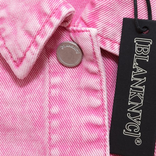 Blank NYC XS Denim Jacket Shacket Acid Wash Shirt Jacket Raspberry Sorbet Pink - Picture 10 of 11
