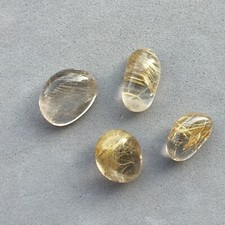 Lot 4 Golden Rutilated Quartz Tumbled Nugget 12.9 grams