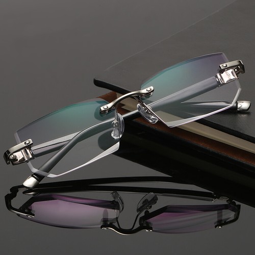 Gafas para hombre lentes transparentes sin montura pequeñas reflectantes cuadradas marco plateado moda - Imagen 18 de 35