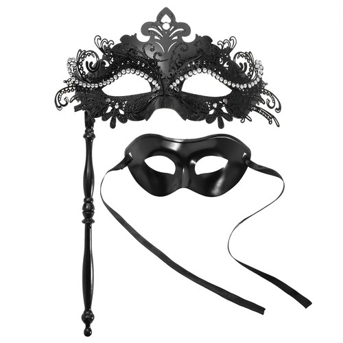 2Stück Halbmasken Halloween Schnürmaske Abnehmbar Handheld Shiny Maske Tragbar - Bild 28 von 72