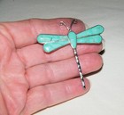 Rare Vintage Sterling Silver TURQUOISE DRAGONFLY BROOCH~PIN~TAXCO MEXICO~Unique — photo 1