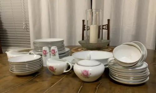 Fine China of Japan Imperial Rose #6702 Lot of 37 Pcs.