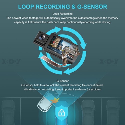 XGODY 2K 3" Dash Cam Car HD Camera Video Recorder Night Vision Front Rear Inside - Picture 16 of 17
