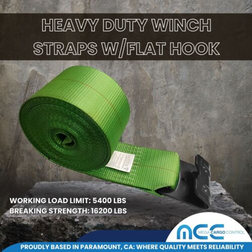 USA Heavy Duty 4" x40' Winch Strap Flat Hook Flatbed Truck Trailer Farm Tie Down - Picture 7 of 43