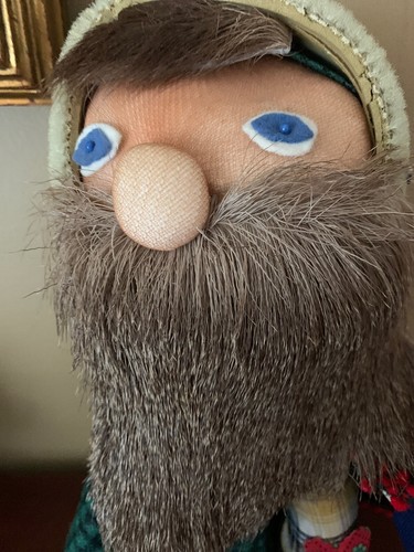 Vintage Rustic Wire Cloth Felt Kris Kringle Fur Beard 11” Doll Holiday Xmas - Picture 5 of 12