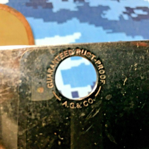 Segunda Guerra Mundial Ejército de los Estados Unidos Marina Espejo de afeitado de señalización con estuche de transporte marca CRUZ OD - Imagen 11 de 11