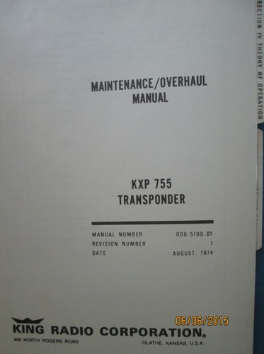 KING  KXP 755 Transponder Maintenance / Overhaul Manual ORIGINAL - Picture 4 of 5