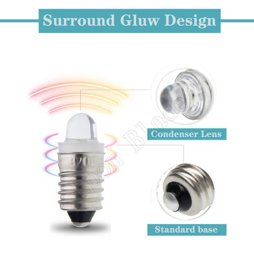 5Pcs 3V E10 LED Flashlight Torch Replace Bulb Mes Screw Base Lamp Warm White DC - Picture 5 of 6
