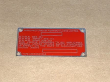 Norton 750 850 Commando Frame ID Plate NEW roadster '71-'74 06-3247