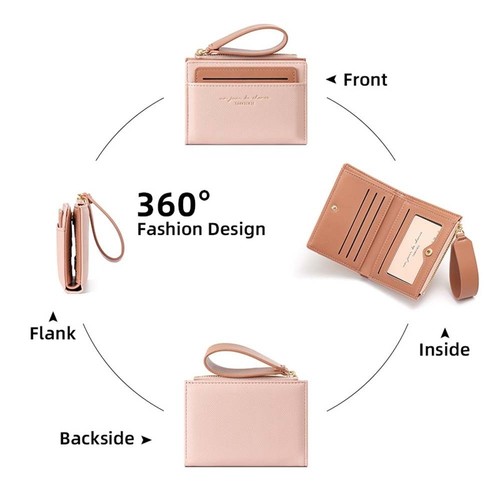 Portable Solid Color Card Bag Multiple Card Lady Short PU Purse Student - Picture 10 of 18