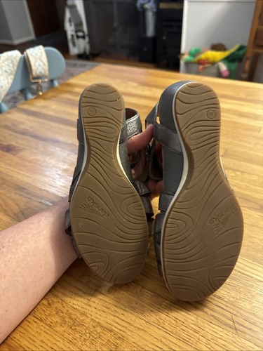 Dansko Sandals Womens 36 Veruca Gladiator Gray Leather Wedge Heels Silver EUC - Picture 12 of 13