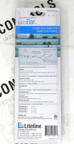 Liteline FBT6100-WH-3 12" Flexible Wire Connector LEDBar Series 120V White - Picture 2 of 3
