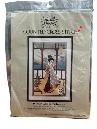 BELLISSIMA GEISHA INVERNALE 1986 11x18 FOTO SIGILLATA PUNTO CROCE VINTAGE NUOVA - Foto 1 di 4