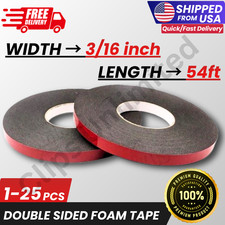 Double Sided Foam Tape 3/16 inch Width 54 feet Automotive Acrylic Adhesive Car