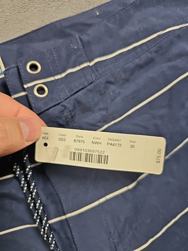 J.Crew lange Boardshorts 8" Herren 35 marineblau Kordelzug Surfen Schwimmen Streifen gefüttert - Bild 2 von 7