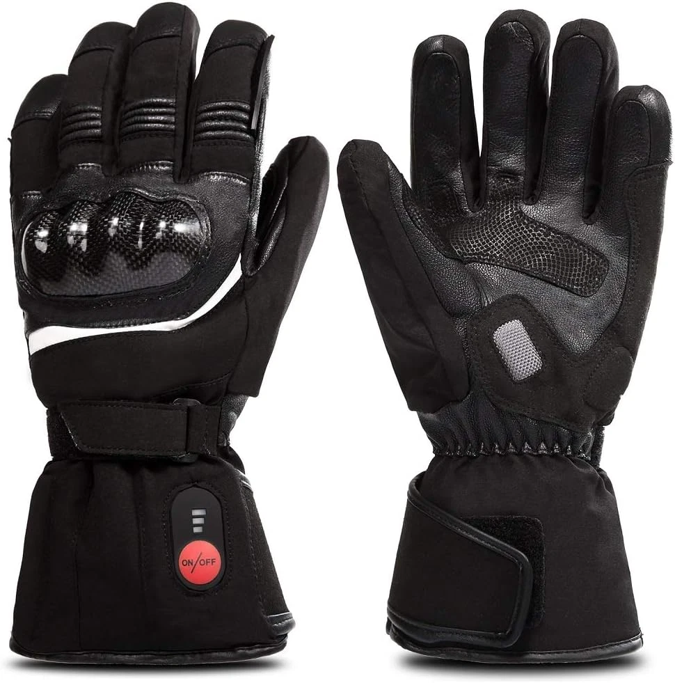 Rechargeable Heated Leather Gloves for Skiing & Snowboarding - Unisex
