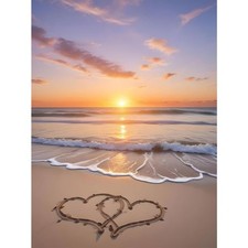 Beach Diamond Art Kits for Adults, Love Diamond Painting Kit for Adults Beginne