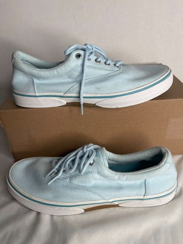 Scarpe da barca Sperry Uomo Halyard CVO in lino STS24057 Chambray Azzurro 10 M - Foto 2 di 5
