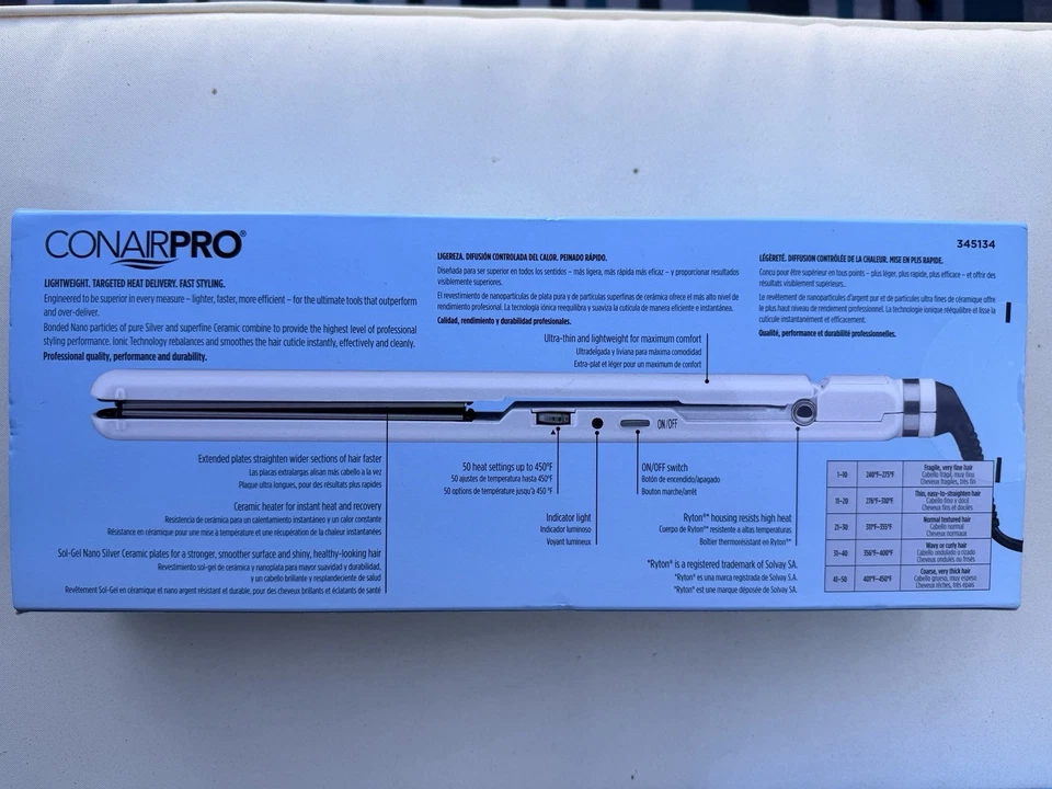 Herramientas de cerámica Conair Nano plateadas alisado iónico plancha blanca 1" Foto 2 de 3