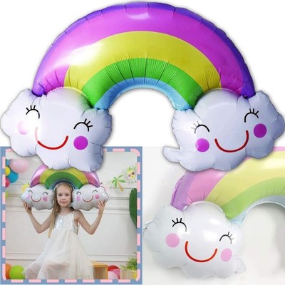 Folienballon REGENBOGEN SMILE Ballon Deko Kindergeburtstag Party Rainbow - 90cm