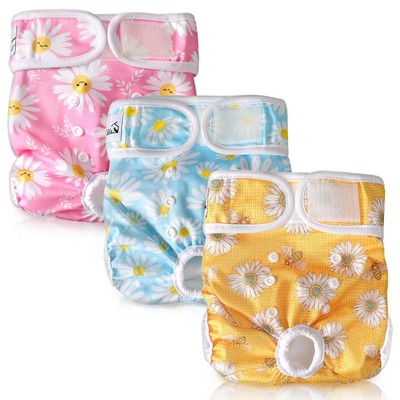 Washable Dog Diapers Female - 3 Pack No Leak Reusable Doggie Puppy Diaper wit...