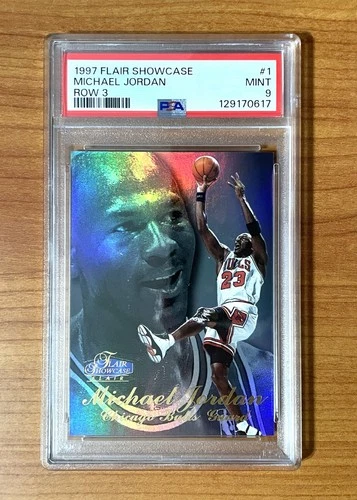 1997-98 Flair Showcase Basketball, Michael Jordan Card, Row 3, PSA 9